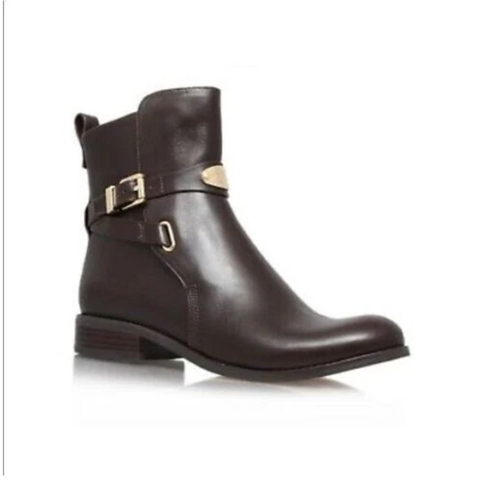 NWOT Michael Kors Arley Leather Ankle Western Boot with Gold-Tone Chocolate US 7 - Picture 1 of 7